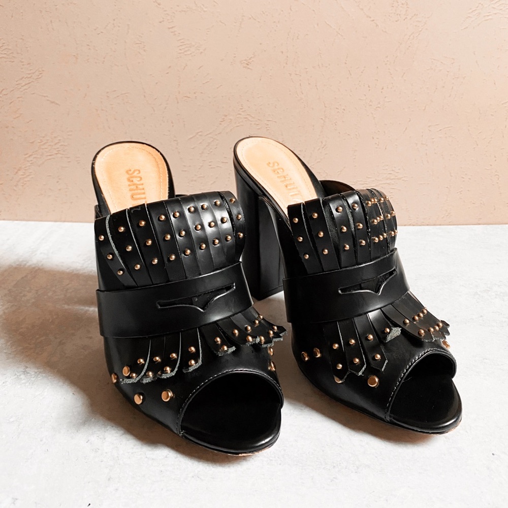 Schutz Janny Studded Fringe Mules
